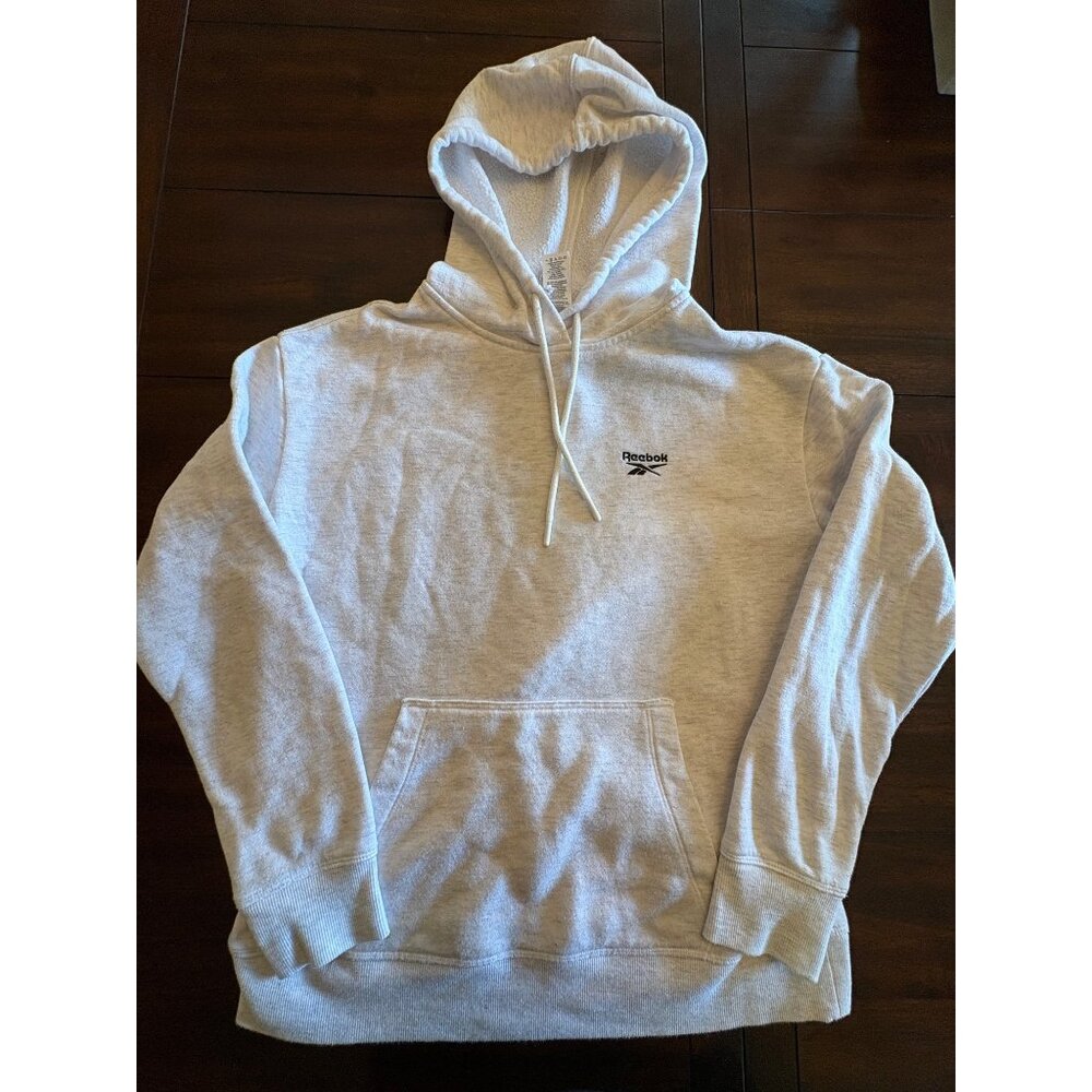 Reebok Hoodie Sweatshirt Size S Mens Gray Pullover Drawstring Cozy